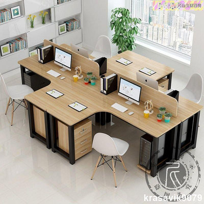 職員轉角辦公桌L型簡約屏風桌公司6人位四人工作位電腦桌寫字臺 123