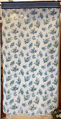 門簾--進口藍玫瑰棉質一片式門簾/風水簾-100*180cm--秘密花園