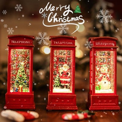 聖誕節小禮物 電話亭 發光擺件 造型燈裝飾 聖誕樹 商場櫥窗布置老雪人 送女友禮品-好鄰居百貨