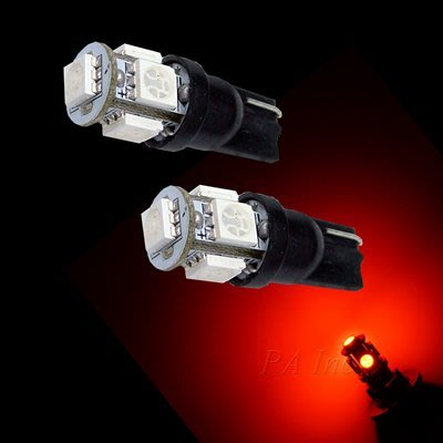 【PA LED】T10 5晶 15晶體 SMD LED 紅光 耐熱底座 小燈 方向燈 儀表燈 定位燈 牌照燈