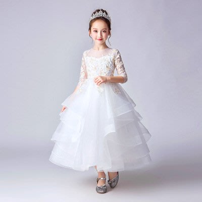 【衣Qbaby】女童禮服音樂會鋼琴大提琴演奏花童畢業典禮兒童白色禮服