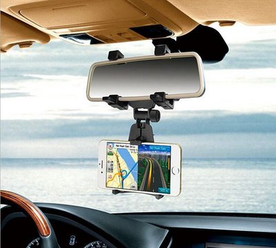 汽車後視鏡手機架 後照鏡車架 支架 手機架 導航 GPS 固定架 車用手機支架 手機夾 360度手機設定
