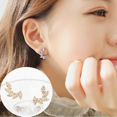 ╭✿蕾兒0509✿╮EB015-韓國飾品純淨甜美系細緻閃鑽無耳洞耳夾耳飾品