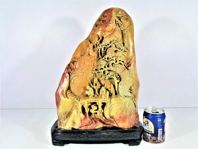 [銀九藝] 早期壽山石雕 桃谷六仙 六和順 不含座高度~36公分  含座重量約:16公斤