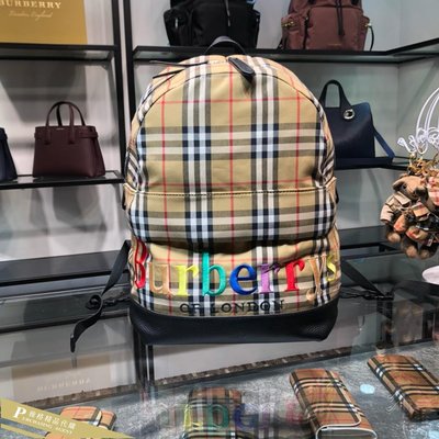 雅格精品代購 Burberry 巴寶莉 英倫經典 時尚格紋 虹彩品牌刺繡 2後背包 雙肩包 美國代購