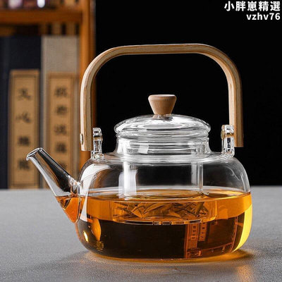 廠家出貨煮茶玻璃壺竹提梁壺大容量加厚電陶爐泡茶器耐熱家用喝茶功夫茶具