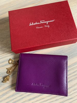 salvatore ferragamo 紫色信用卡夾車票夾證件夾證件套名片夾Made in Italy