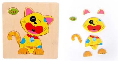 【巧虎隊長】木製卡通立體拼圖 / 小貓款