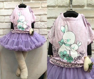 【現貨7】韓國童裝~正韓品牌Milk bebe Lulu花園兔兔袖滾邊純棉T恤