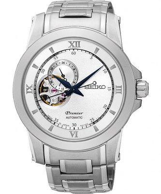 SEIKO Premier 開芯鏤空視窗機械腕錶(SSA319J1)-銀/40mm 4R39-00P0S