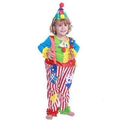 【精選好物】萬聖節兒童小丑Cosplay 3-6歲兒童可愛馬戲團小丑裝  學生舞臺表演校園演出活動造型服飾 聖誕節扮演服
