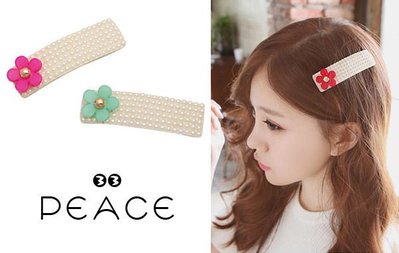 【PEACE33】正韓國空運進口。髮飾飾品 手工款 金珠五葉花朵 珍珠啪啪夾/BB夾/髮夾/邊夾。現貨色 優惠