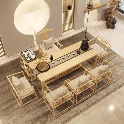 新中式茶桌椅組合實木茶几桌客廳家用泡茶桌簡約禪意功夫茶臺
