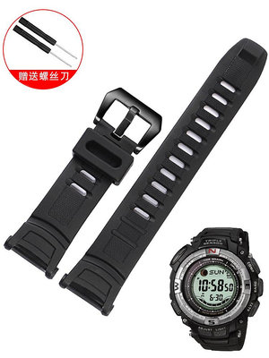 手錶配件 代用卡西歐CASIO硅膠錶帶PRG-130Y 1500Y黑色橡膠prg130y手錶配件