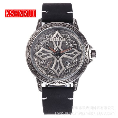 【潮裡潮氣】KSENRUI男士2019新款微商外貿爆款古銅骷髏頭手錶28