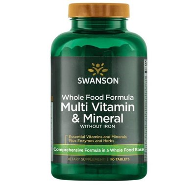 【Swanson】Multi Vitamin 全食物綜合維他命 含螺旋藻、葉黃素，不含鐵 90顆