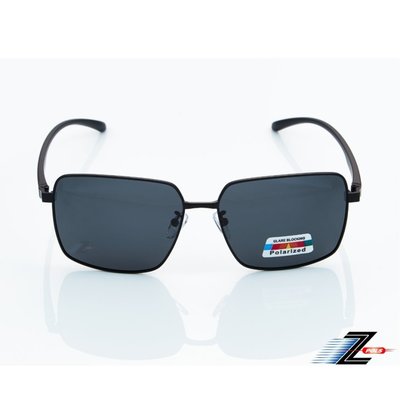 【Z-POLS】頂級舒適TR90彈性腳架金屬霧黑大框設計Polarized寶麗萊抗UV400偏光黑太陽眼鏡(輕量偏光鏡)
