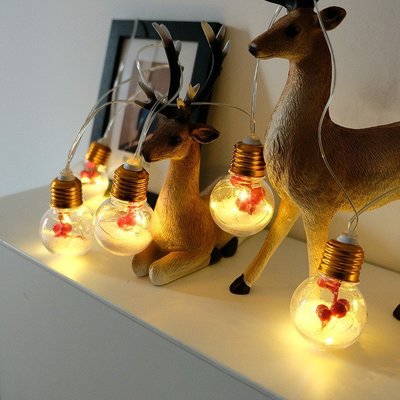 led太陽能燈泡燈串 戶外庭院圣誕裝飾燈 新款松針松果燈串 圣誕燈