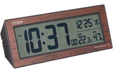 16797c 日本進口 限量品 正品 星辰CITIZEN 棕色 木頭感 鬧鐘時鐘 床頭時鐘LED畫面時鐘夜燈電波時鐘