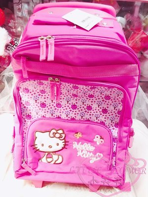 ♥小花花日本精品♥ Hello Kitty凱蒂貓拉桿式後背包兩用書包桃粉色樹木圖案兒童書包多夾層大容量 10007006