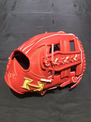 棒球世界全新Hi-Gold硬式牛皮棒壘球內野手十字檔手套特價大H刺繡標紅色