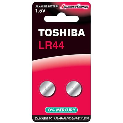 【東芝Toshiba】LR44鈕扣型A76鹼性電池2顆裝(1.5V鈕型電池 無鉛 無汞)