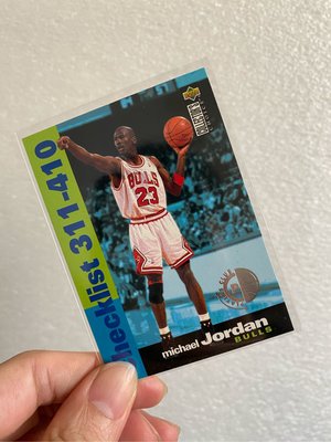喬丹鋼印平行，數量稀少，1995 UD Collectors Choice Players Club Checklist Michael Jordan