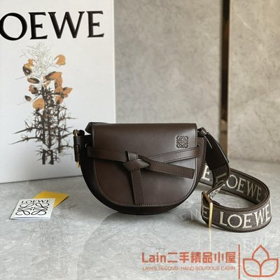 二手精品 LOEWE 羅意威 Gate Dual mini 通用寬肩帶  咖啡色 馬鞍包 斜背包 單肩包 腰包 胸包