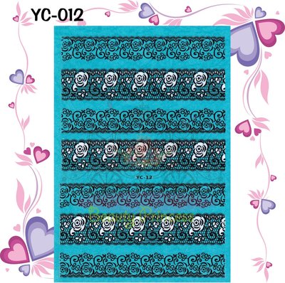 🌟美公主城堡🌟美甲貼紙 網狀蕾絲 YC 12 黑白系列 超薄3D指甲彩繪貼紙 凝膠 水晶 指甲油 貼飾