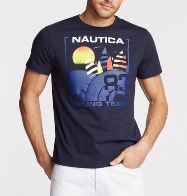 Nautica 短袖T恤【S】海軍藍色 SAILING TEAM VR9110