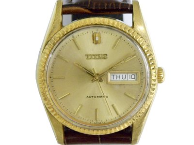 [專業] 機械錶 [TITUS 818972] 鐵達時蠔式自動表[金色面+星+日期] 時尚/古董/軍錶