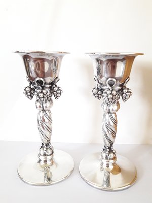 One pair of candlestick Georg Jensen's style