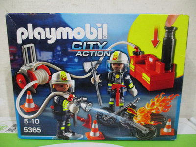1 MEGA美高LEGO樂高德國Playmobil摩比人城市系列5365消防隊消防員摩托車機車滅火積木公仔五佰九一元起標