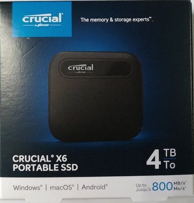 【台中自取】全新 美光 Micron Crucial X6 4T 4TB 外接式 SSD / 3年保固
