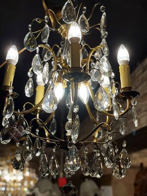 法國古董黃銅水晶吊燈 #521919