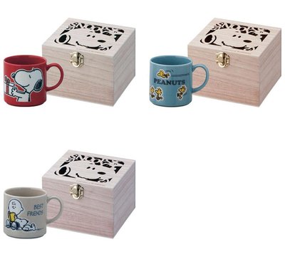 【東京速購】日本代購 Snoopy 木盒馬克杯 雕刻木盒 陶瓷馬克杯 咖啡杯 350ml 交換禮物 送禮