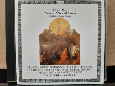 Hogwood,Handel:Messiah-Highlights,霍格伍德指揮，西蒙·普烈斯頓領導牛津天主教會合唱團，演繹韓德爾:彌賽亞(精選)。