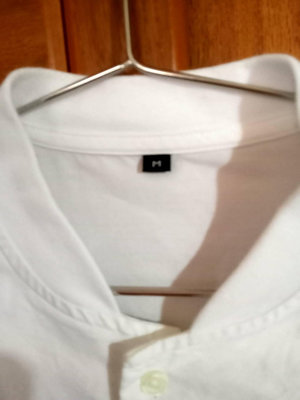 韓製純棉小立領白長袖襯衫