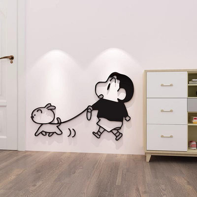 【DDM】卡通日本動漫蠟筆小新壁貼亞克力3d牆貼兒童房門貼客廳鞋櫃牆角裝飾牆面自粘貼紙