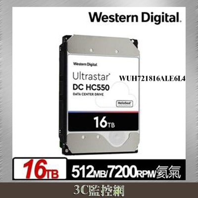 WD 威騰 Ultrastar DC HC550 16TB 3.5吋 企業級硬碟 WUH721816ALE6L4