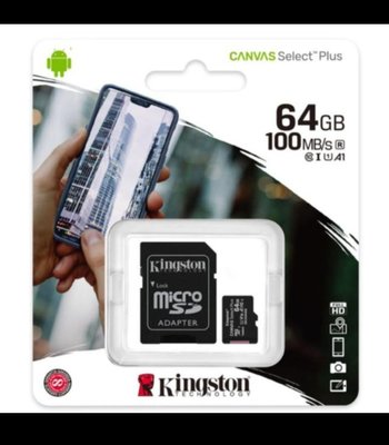 第一大廠 終身保固 金士頓 microSD 64GB 64G 速度升級 100M/s 含轉卡 高速卡 記憶卡 板橋 可面交