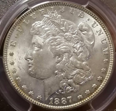 【可議價】1887年美國摩根銀幣，pcgs-MS63【店主收藏】11741