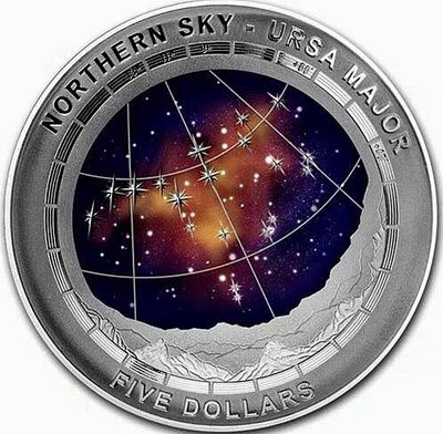 澳大利亞2016年 北星空系列大熊座弧形彩色曲面銀幣