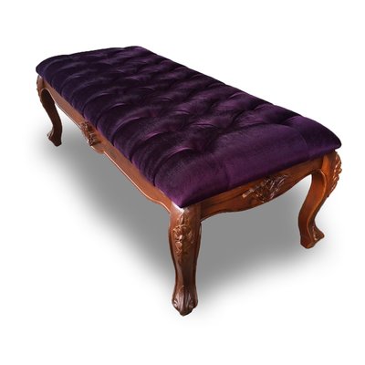 法英式古典玫瑰園桃花心木床尾凳-皇家紫瀰  奢華巴洛克 洛可可