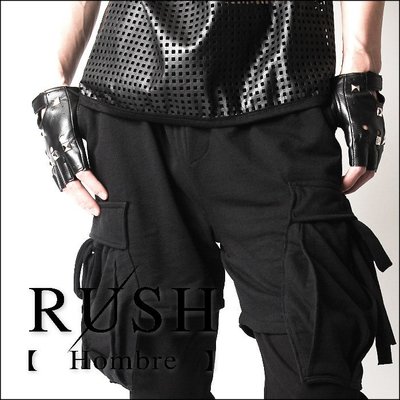 RUSH Hombre (曼谷空運 現貨) 設計師款雙側立體剪裁綁繩口袋三段式束口長褲 (男女皆可) (原價1180)
