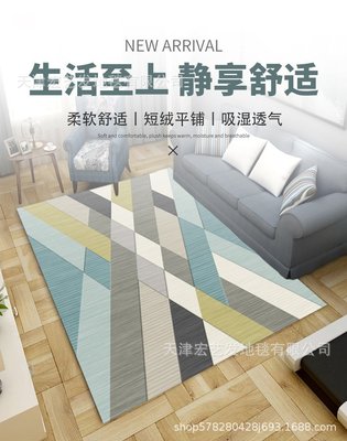 下殺-水晶絨客廳地毯現代ins風北歐沙發茶幾防滑毯家用臥室床邊毯