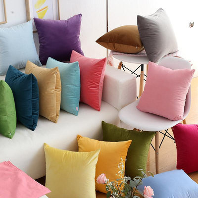 北歐INS純色現代簡約風格天鵝絨雙面素色床頭沙發抱枕靠墊