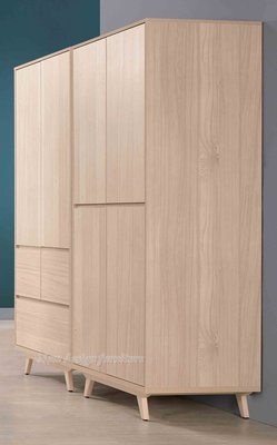 【N D Furniture】台南在地家具-北歐風木紋雪松色5.4尺衣櫥/雙吊+三抽衣櫃TH