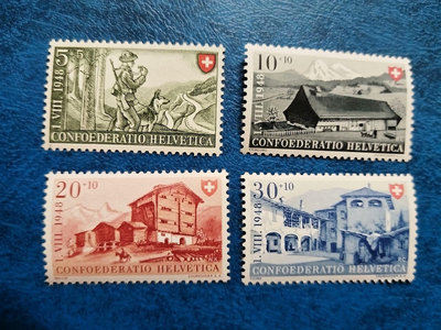 【二手】瑞士郵票1948建筑風光第四組四枚全新MNH個別雕刻版 國外郵票 明信片 收藏品【雅藏館】-2868