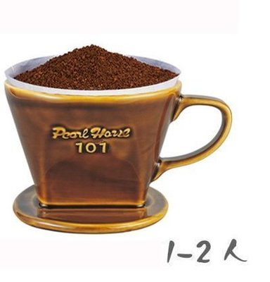 《享購天堂》寶馬牌Pearl Horse陶瓷咖啡濾杯1-2人咖啡色 滴漏式咖啡濾器搭配手沖咖啡壺濾紙使用